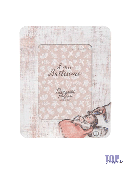 Bongelli Preziosi Portafoto Battesimo Shabby Rosa