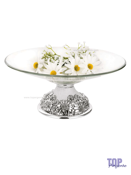 Bongelli centro tavola design margherite argentate cristallo ME952