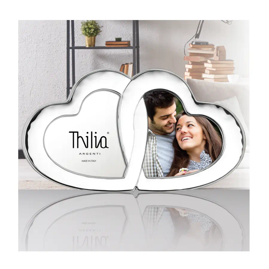Thilia cornice due cuori argentata martellata cod. 453596