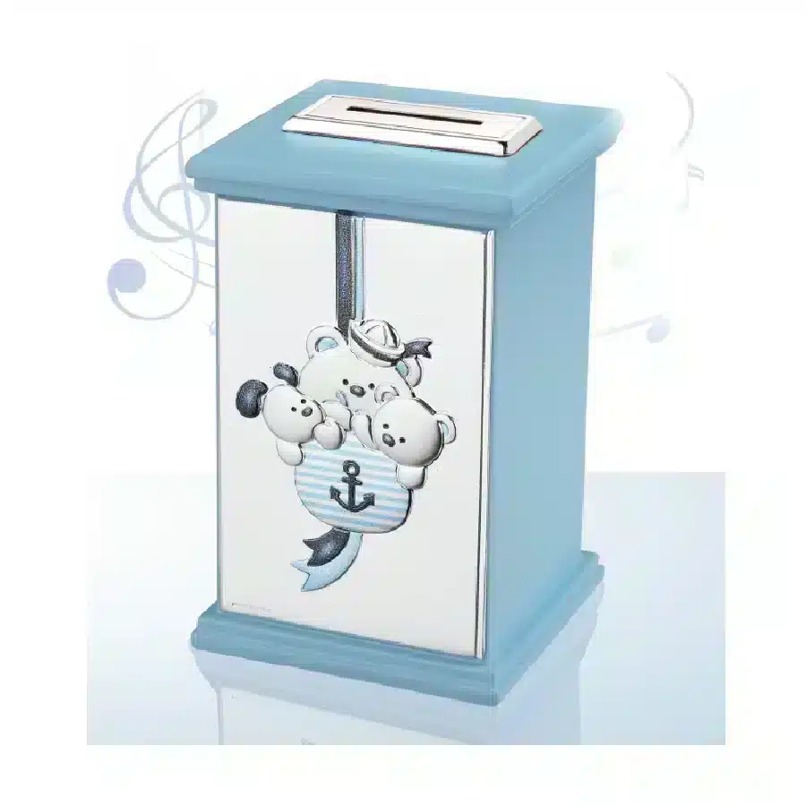 Thilia salvadanaio con carillon celeste 8x8x12 cod. 453433
