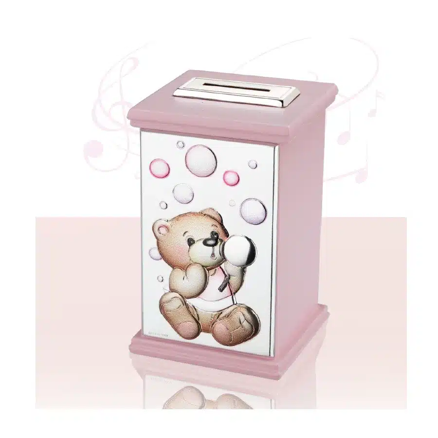 Thilia salvadanaio con carillon rosa cod. 453454