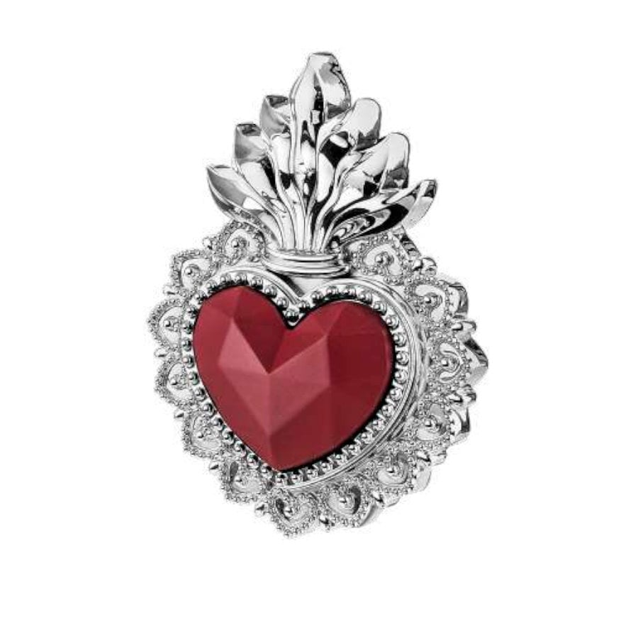 BONGELLI CUORE EX VOTO 16X12 ARGENTO ROSSO cod. ME2366 3AG RS