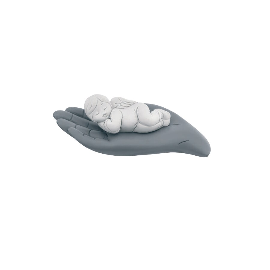 BONGELLI MANO CON NEONATO GRIGIA CM 13 cod. ME1257 G