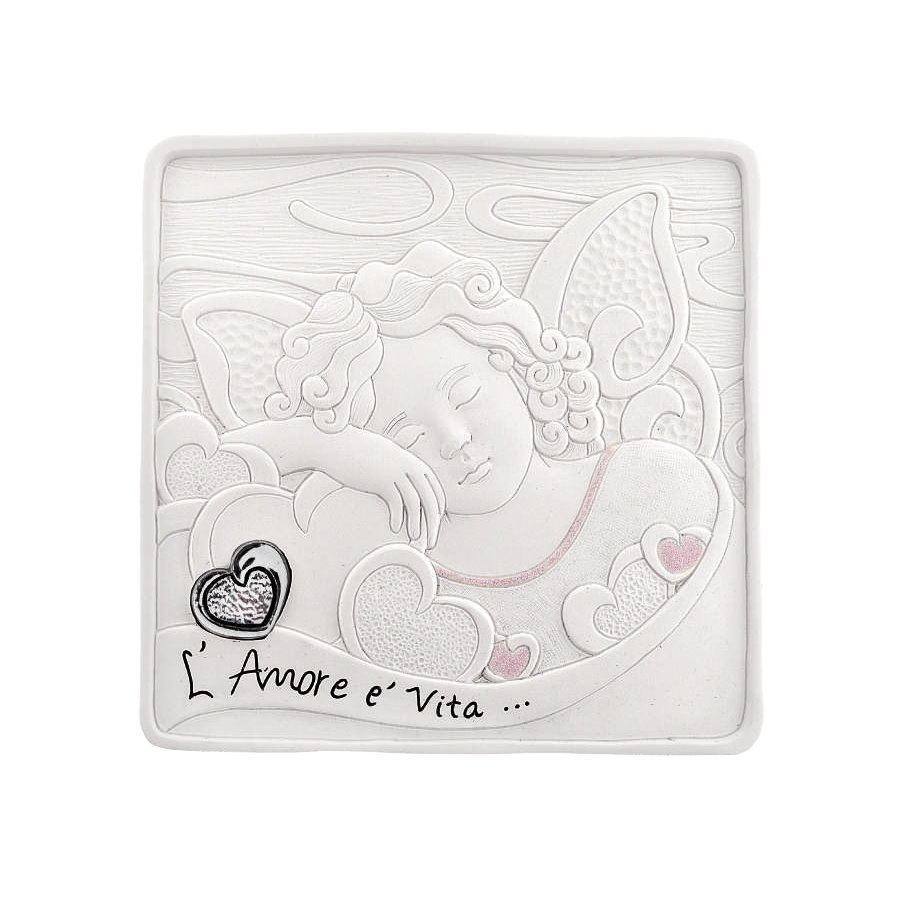 BONGELLI PLACCA ANGELO BIANCA CUORI 25X25 cod. ME1230 2 R