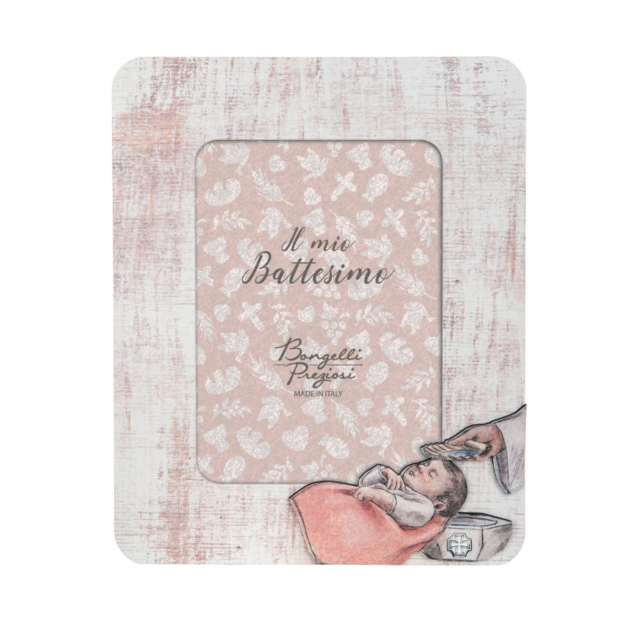 BONGELLI PORTA FOTO BATTESIMO SHABBY 13x18 ROSA cod. ME2022 2RO