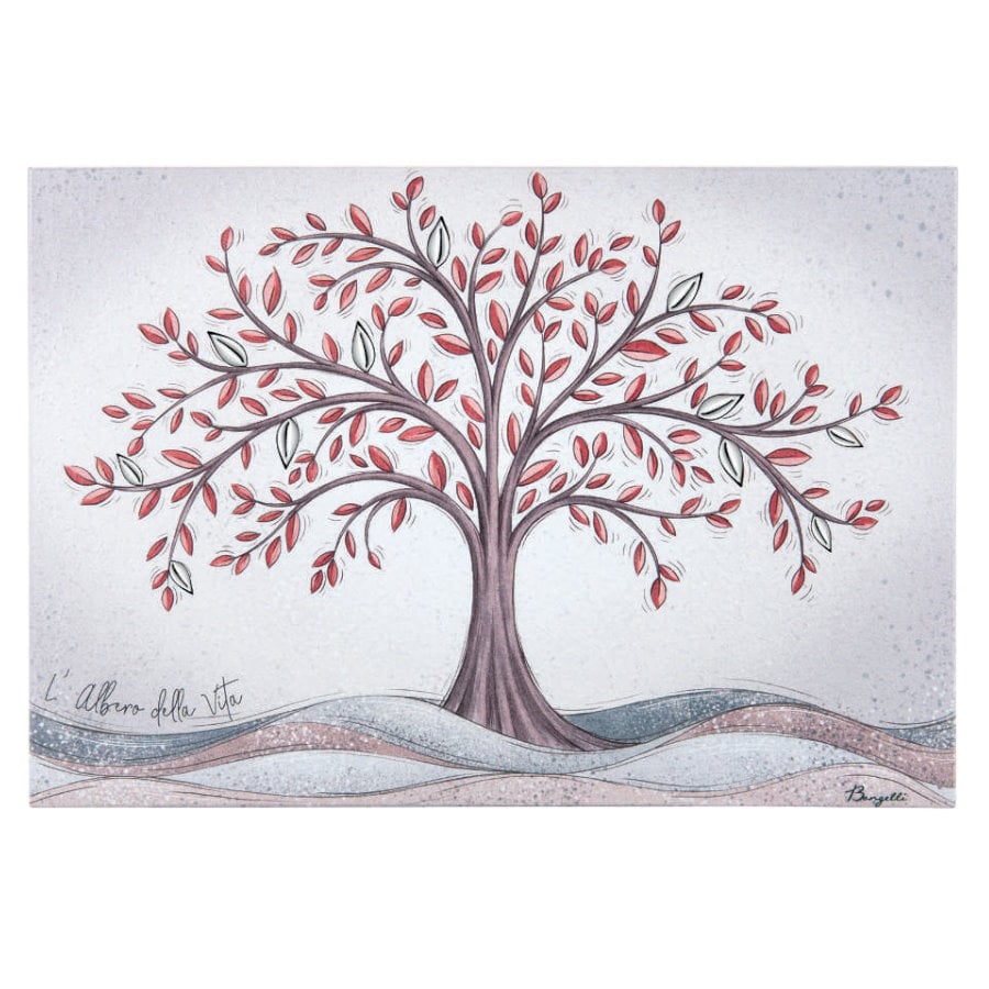 BONGELLI QUADRO ALBERO VITA 30x21 ROSSO cod. ME2099 2RS