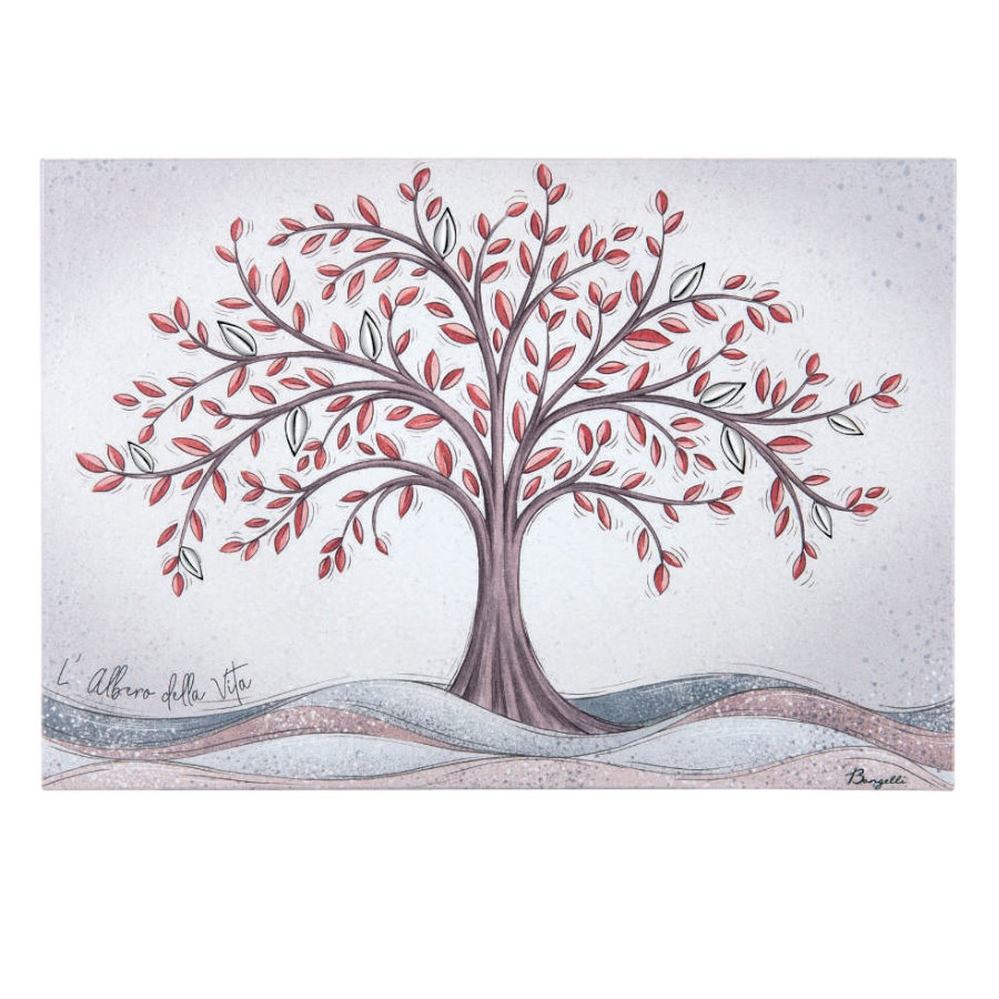 BONGELLI QUADRO ALBERO VITA 50x35 ROSSO cod. ME2099 3RS
