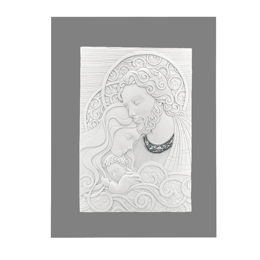 BONGELLI SACRA FAMIGLIA BIANCA PANELLO GRIGIO 30X40 cod. ME1234 2G