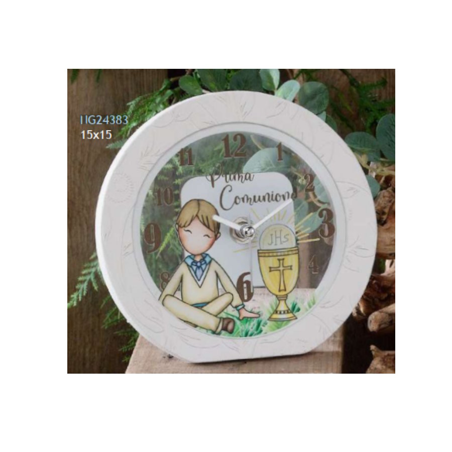 DOLCICOSE INCANTO COMUNIONE BIMBO OROLOGIO 15X15CM cod. NG24383
