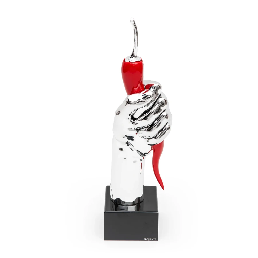 Sequenze Mano argento peperoncino rosso h. 43 cm cod. PP0306