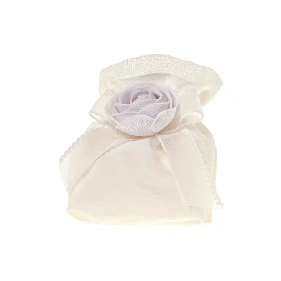 Etm Bocciolo sacchetto porta confetti bianco con rosellina C2681