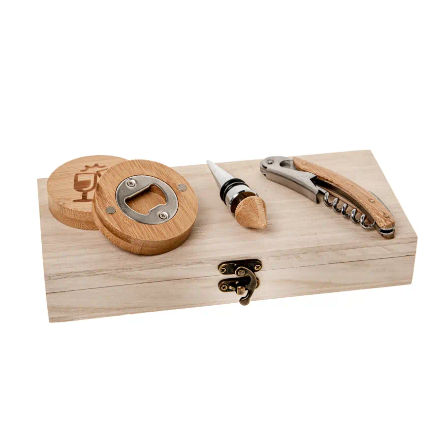 Etm Brinda set 3 pezzi per vino in legno con scatola 12A111