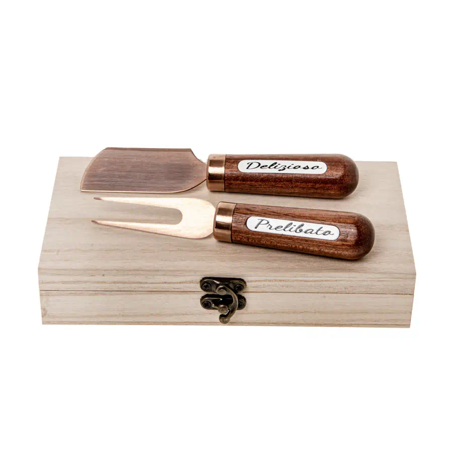 Etm Bronze set formaggio cm.15 in scatola legno cod. 12A116