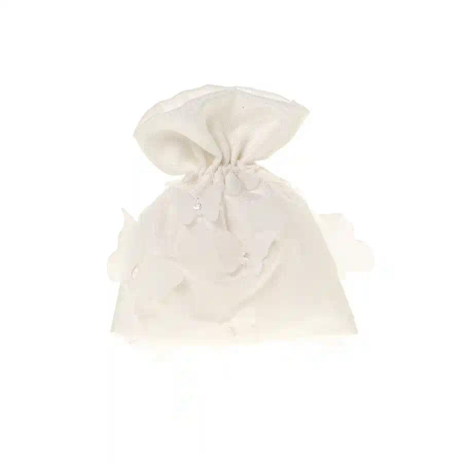 Etm Butterfly sacchetto per confetti bianco con farfalle C2671
