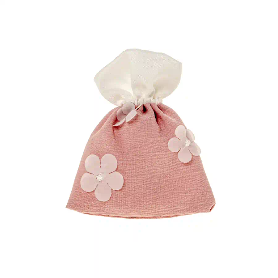 Etm Flower sacchetto per confetti rosa con fiori C2674