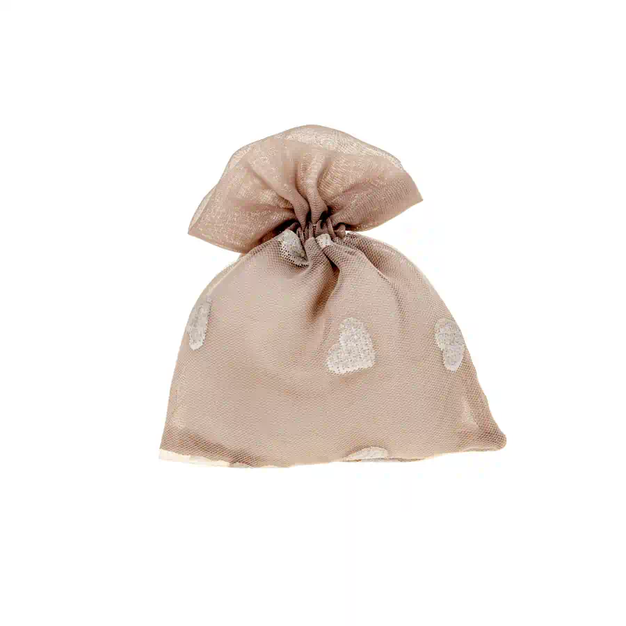 Etm Heart sacchetto rete per confetti beige C2677