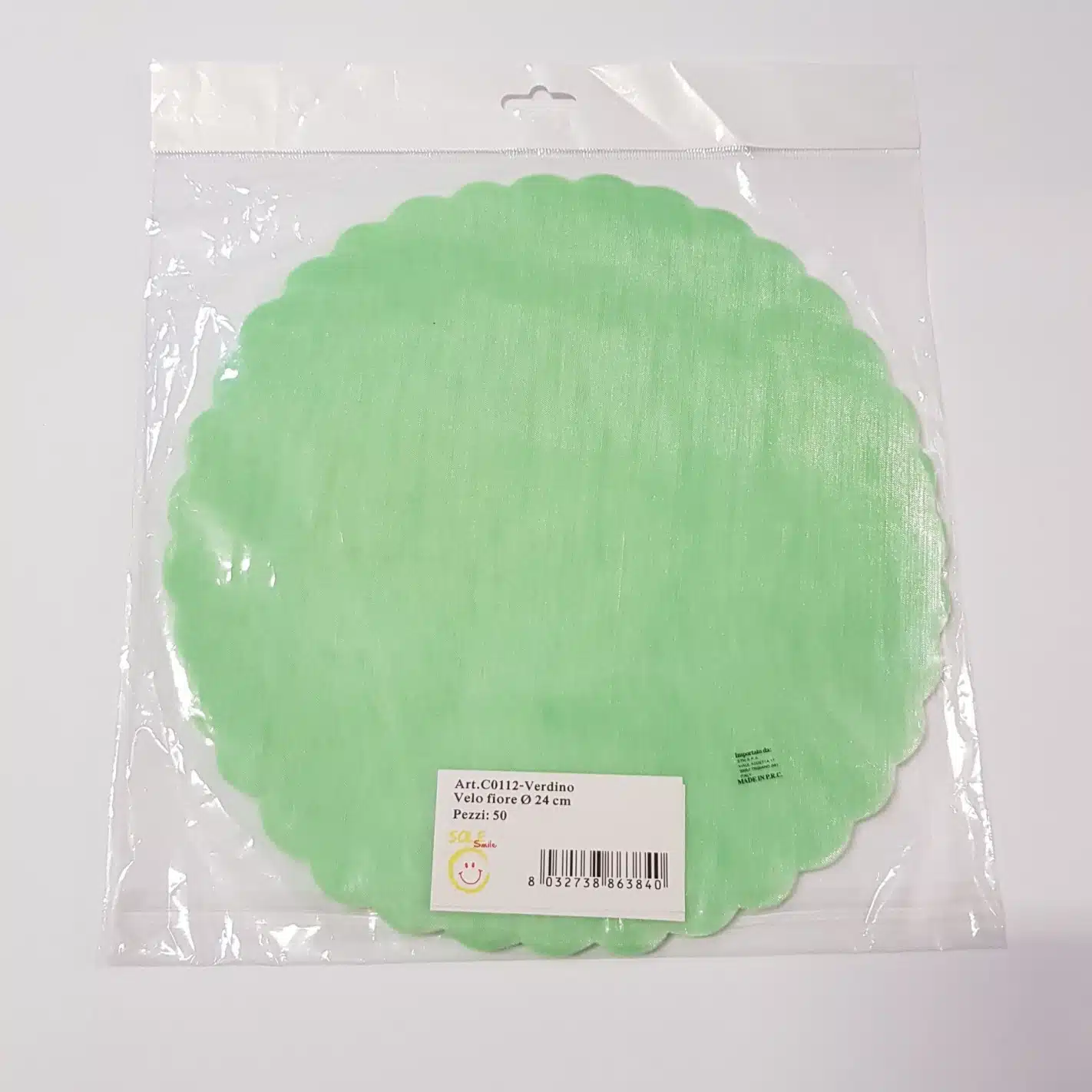 velo organza tondo per confetti fai da te d 24 cm 50 pezzi verdino chiaro art c0112