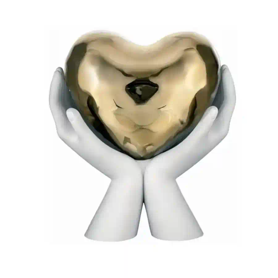Bongelli scultura mani bianche cuore oro 12x13 Me2481 2bor