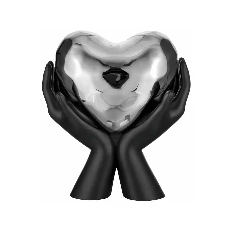 Bongelli scultura mani nere cuore argento Me2481 1nag