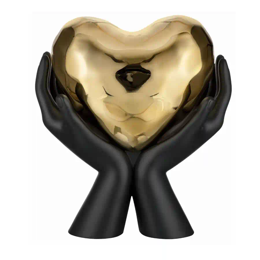 Bongelli scultura mani nere cuore oro 9x10 Me2481 1nor