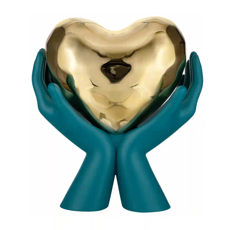 Bongelli scultura mani ottanio cuore oro 12x13 Me2481 2oto