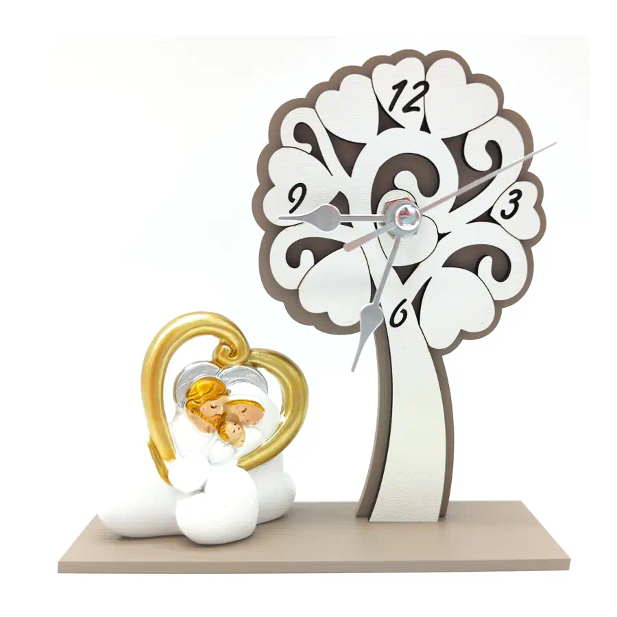 Yvonne Gontier sacra famiglia con orologio e albero cod. 8442261
