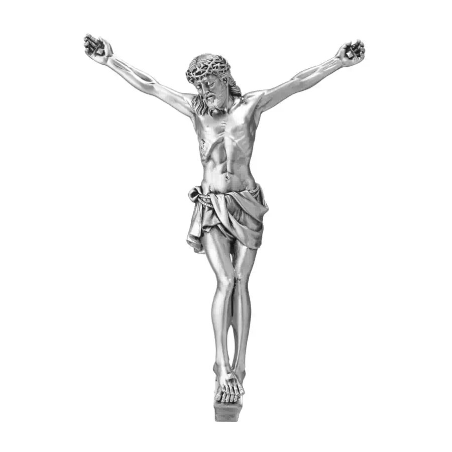 Valenti Cristo in resina argentata opaca cod. R 18128 3OP