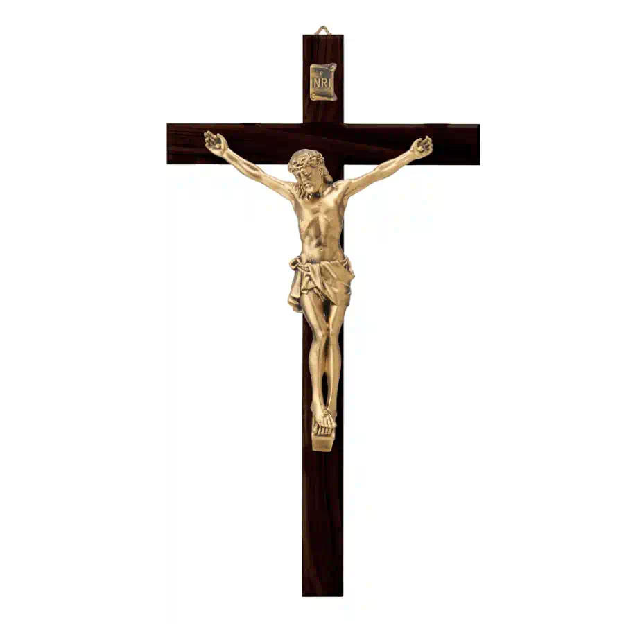Valenti Cristo in resina bronzo su croce legno R 18142 1 BR