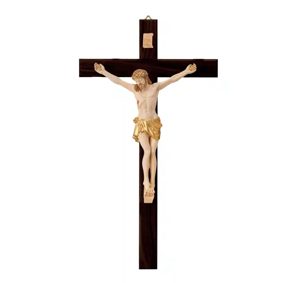 Valenti Cristo in resina colorata su croce legno cod. R 18142 1 COL