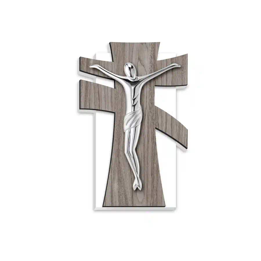 Valenti Pannello in legno con Cristo stilizzato in resina cod. R 18087