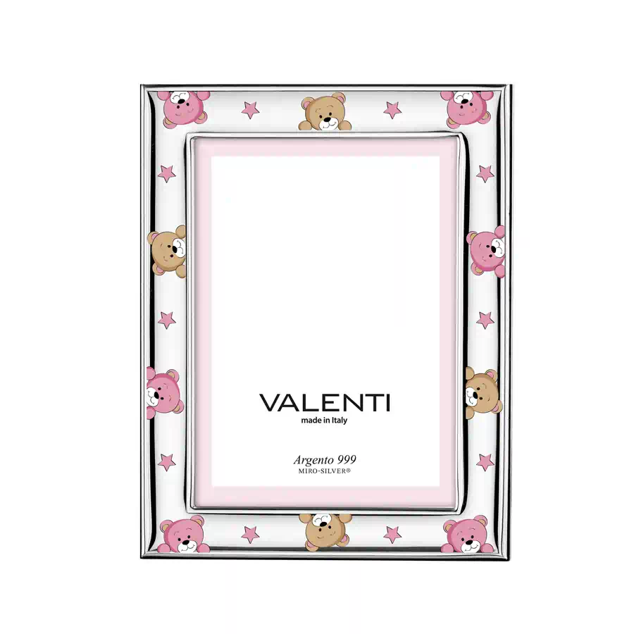 Valenti Portafoto argento con orsetti rosa cod. 73180 4LRA