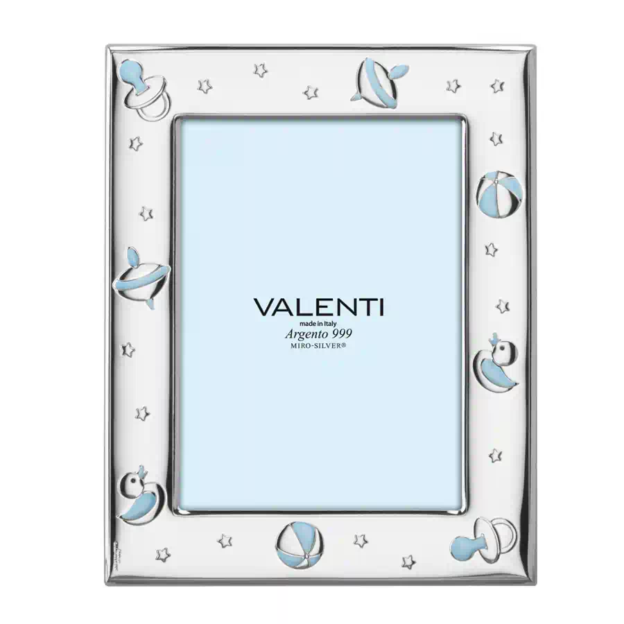 Valenti Portafoto argento giochi celeste cod. 73127 4LC