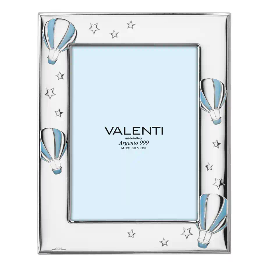 Valenti Portafoto argento mongolfiere celeste cod. 73129 4LC