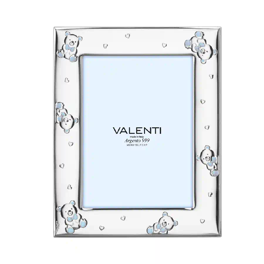 Valenti Portafoto argento orsetti celeste cod. 73126 3LC