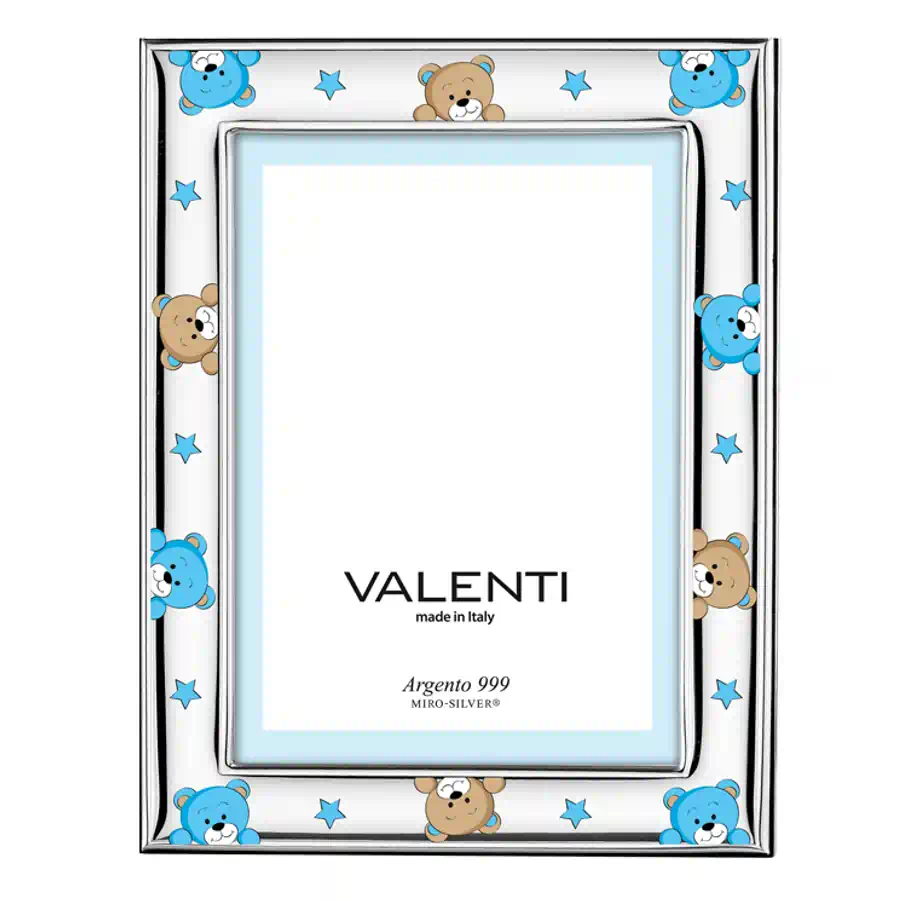 Valenti Portafoto argento orsetti celesti cod. 73180 3LC