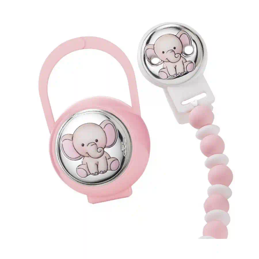 Valenti set box rosa + Spilla porta ciuccio elefante 75136 RA