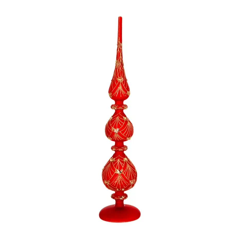 Bagutta Puntale vetro rosso con led per albero di Natale N 8624 03