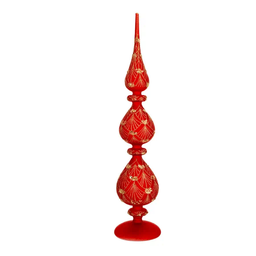 Bagutta Puntale vetro rosso con led per albero di Natale N 8624 04