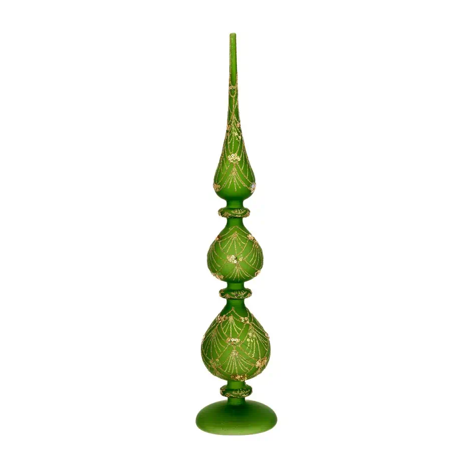 Bagutta Puntale vetro verde con led per albero di Natale N 8624 05