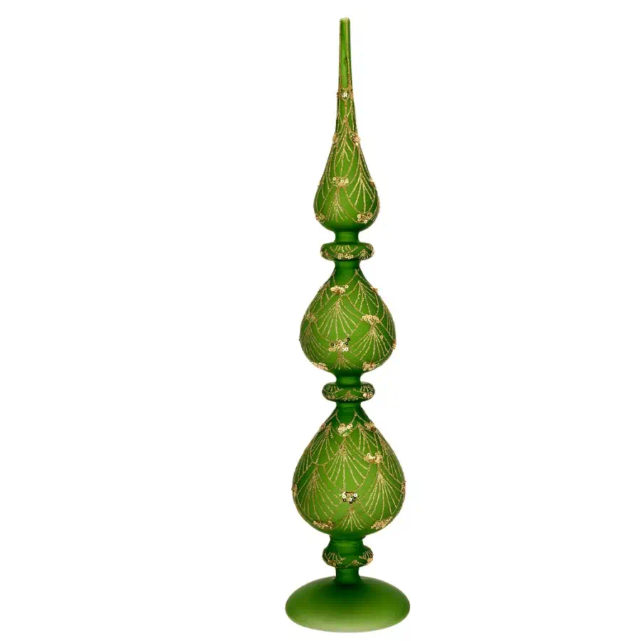 Bagutta Puntale vetro verde con led per albero di Natale N 8624 06