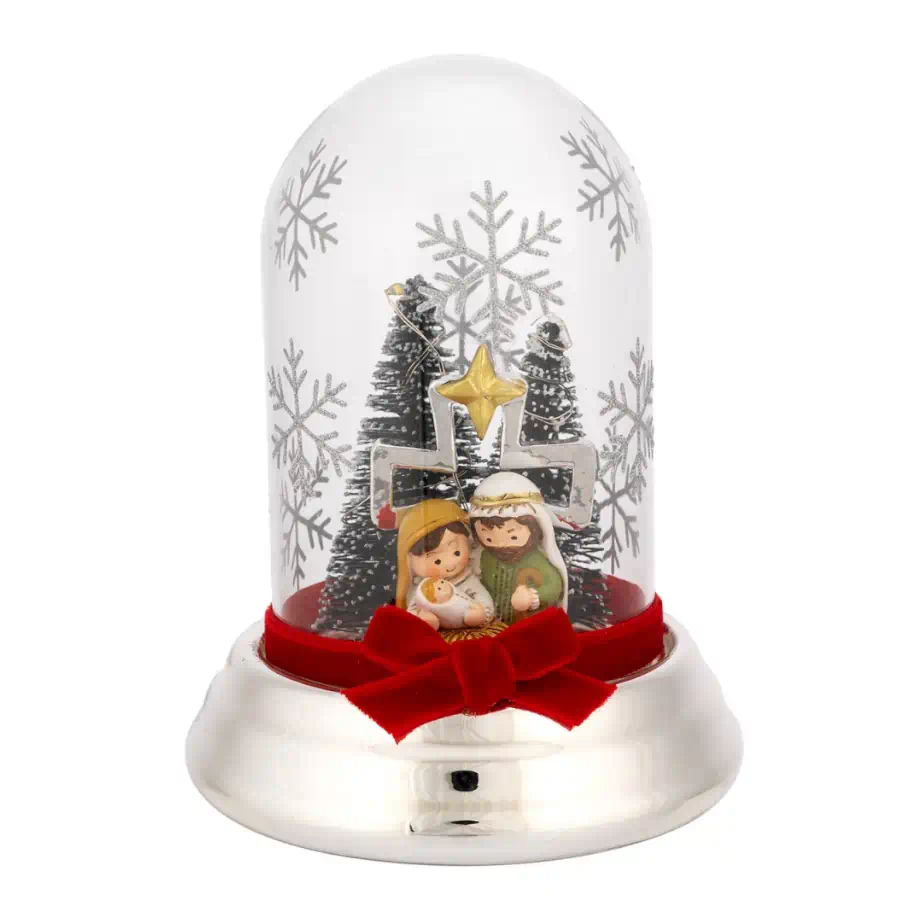 Bagutta cupola con presepe illuminato a led argento N 8621