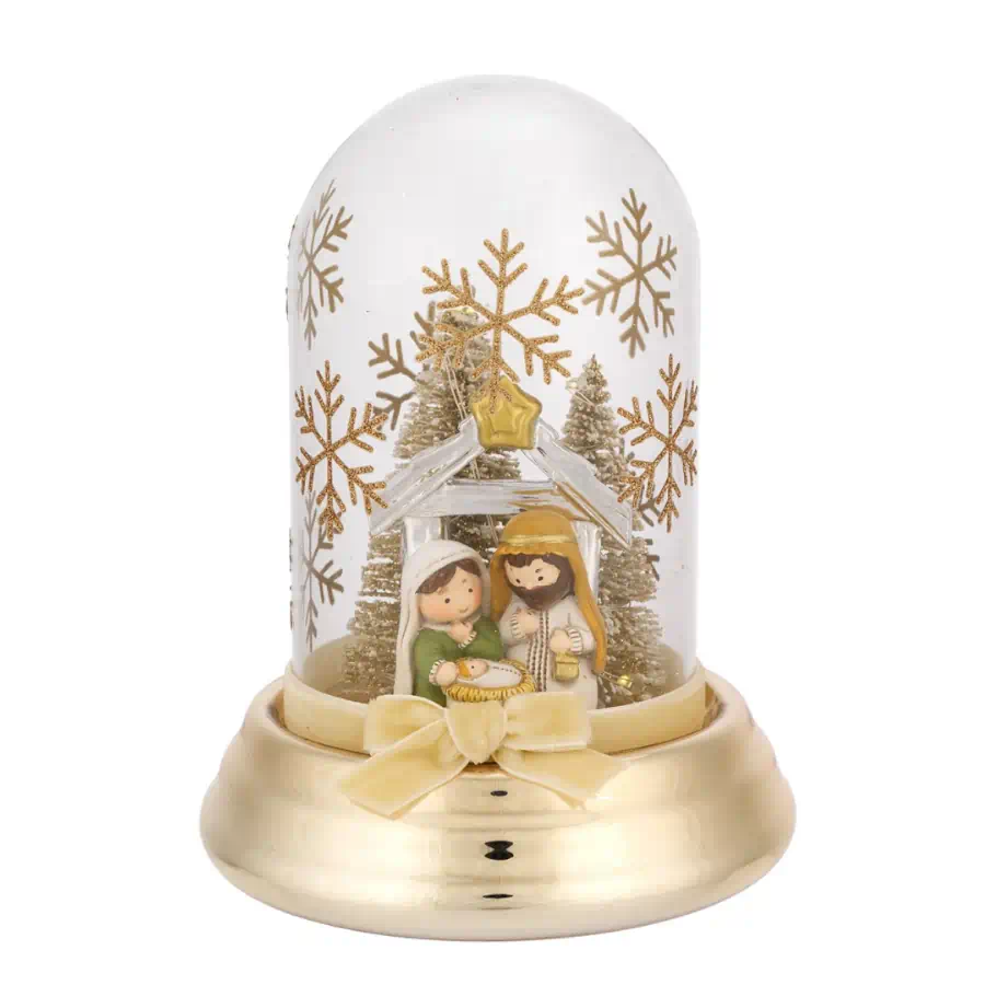 Bagutta cupola con presepe illuminato a led oro N 8621OR