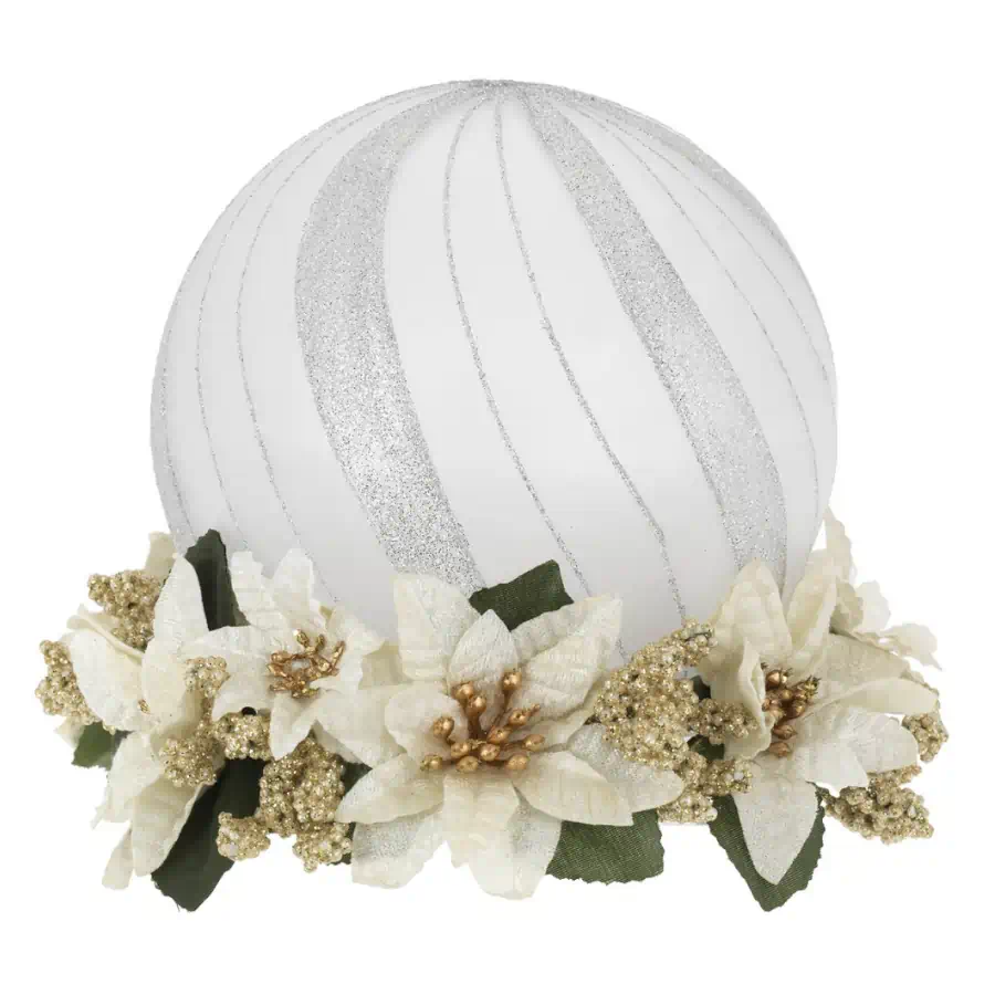 Bagutta sfera led argento su base floreale oro 15 cm N 8578 01 OR