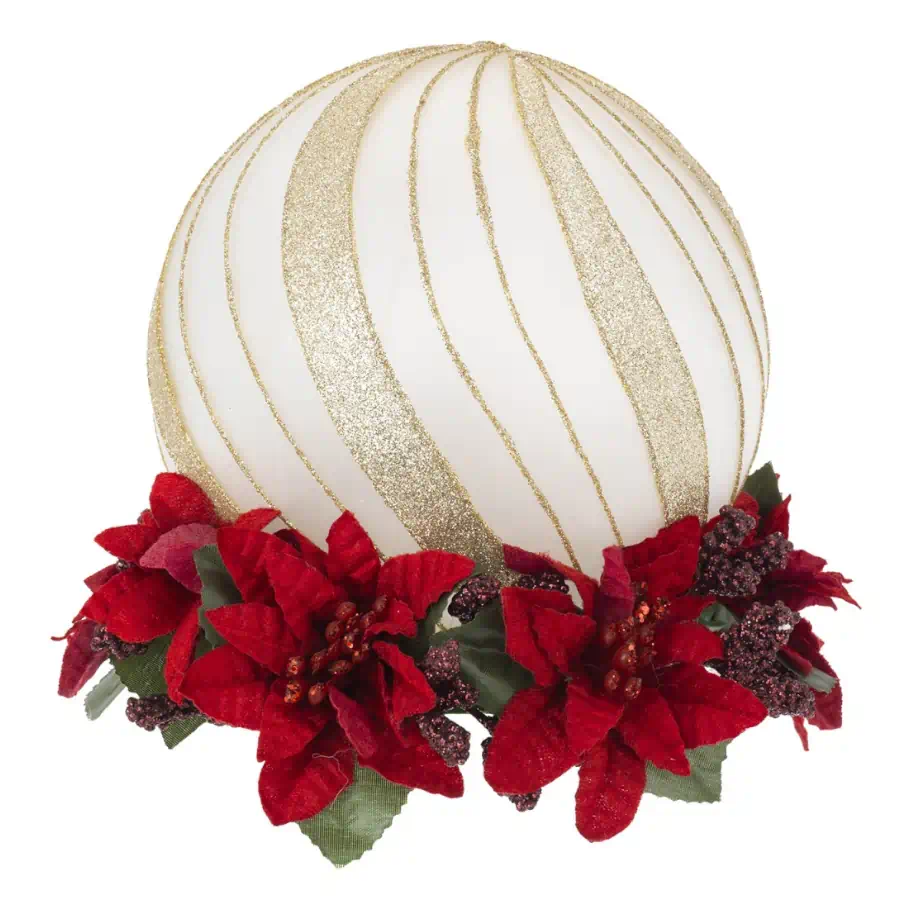 Bagutta sfera led oro su base floreale rossa 15 cm N 8578 02 RO