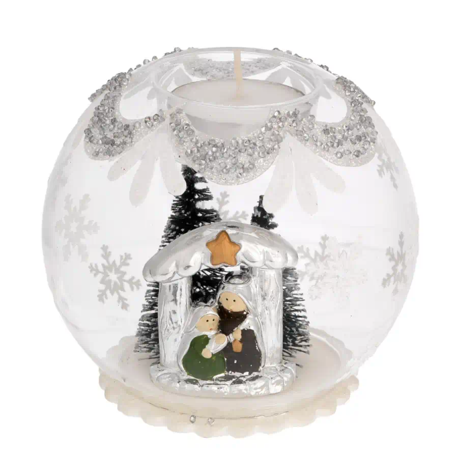 Bagutta sfera natale Tealight presepe argento candela N 8619