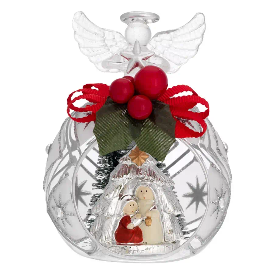Bagutta sfera natale decorata argento con angelo N 8618 6