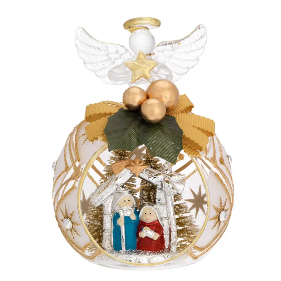 Bagutta sfera natale decorata oro con angelo N 8618OR 2