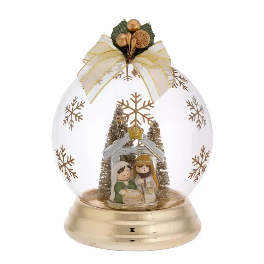 Bagutta sfera natale led in vetro soffiato oro con fiocco N 8620 OR