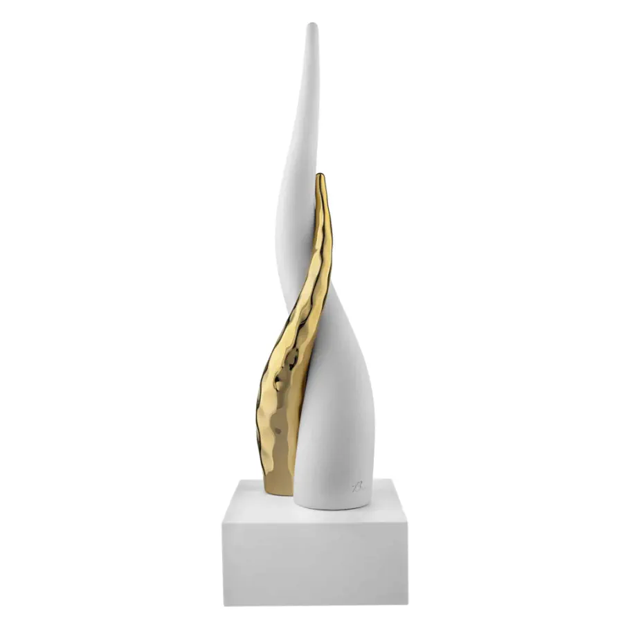 Bongelli corni base bianca corno bianco oro h.28 cod. ME2613 2OR BI