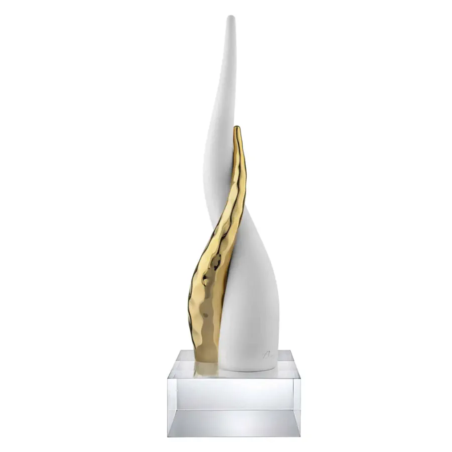 Bongelli corni base cristallo h.28 bianco oro cod. ME2613 2CR BOR